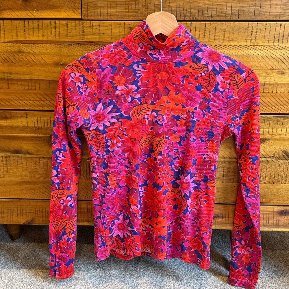 Sezane Floral Red and Purple Women's Top - Picture 4 of 7